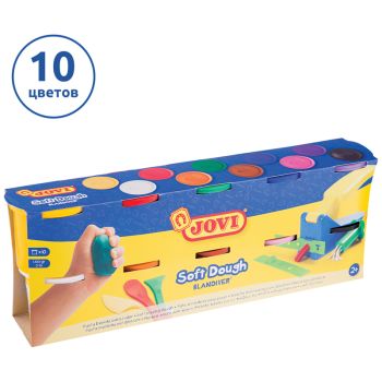 Тесто для лепки JOVI, 10 цветов*110г, картон Тесто для лепки JOVI, 10 цветов*110г, картон