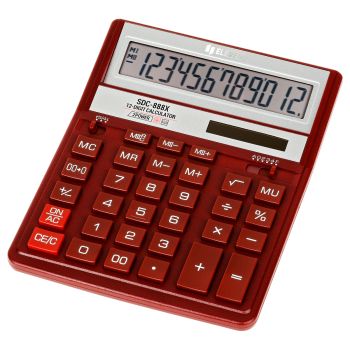 Калькулятор настольный Eleven SDC-888X-RD, 12 разрядов, двойное питание, 158*203*31мм, красный Калькулятор настольный Eleven SDC-888X-RD, 12 разрядов, двойное питание, 158*203*31мм, красный