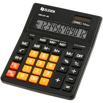 Калькулятор настольный Eleven Business Line CDB1201-BK/OR, 12 разрядов, двойное питание, 155*205*35мм, черный/оранжевый Калькулятор настольный Eleven Business Line CDB1201-BK/OR, 12 разрядов, двойное питание, 155*205*35мм, черный/оранжевый