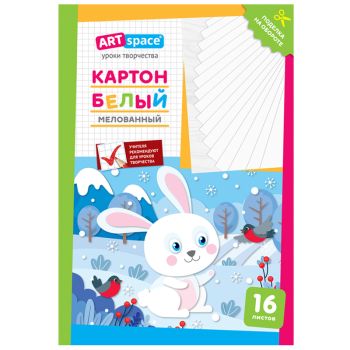 Картон белый А4, ArtSpace, 16л., мелованный, в папке, Картон белый А4, ArtSpace, 16л., мелованный, в папке,