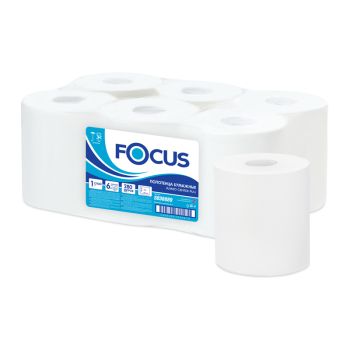 Полотенца бумажные в рулонах Focus Jumbo, 1-слойные, 280м/рул., ЦВ, белые Полотенца бумажные в рулонах Focus Jumbo, 1-слойные, 280м/рул., ЦВ, белые