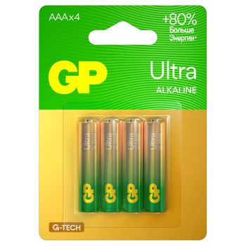 Батарейка GP Ultra G-Tech AAA (LR03) 24AU алкалиновая, BC4 Батарейка GP Ultra G-Tech AAA (LR03) 24AU алкалиновая, BC4