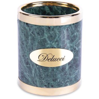 Стакан для карандашей Delucci, зеленый мрамор Стакан для карандашей Delucci, зеленый мрамор