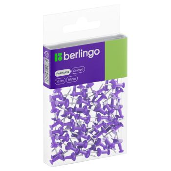 Кнопки силовые Berlingo, 50шт., цветные, ПВХ упак., европодвес, фиолетовые Кнопки силовые Berlingo, 50шт., цветные, ПВХ упак., европодвес, фиолетовые